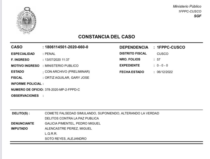 Alejandro Soto denunciado por alterar la paz pública en Cusco