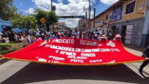 Construcción Civil reiniciará desde mañana protestas en Cusco contra el gobierno de Boluarte