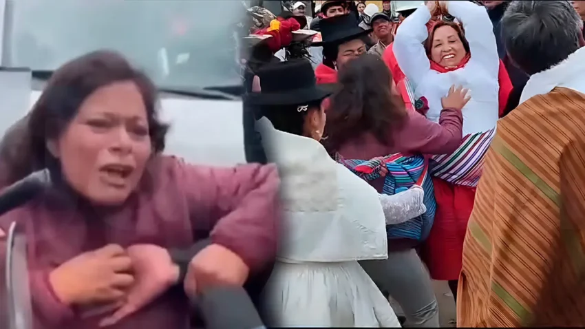Dina Boluarte: Viuda de víctima del 15 de diciembre burla seguridad y le increpa por las muertes en Ayacucho