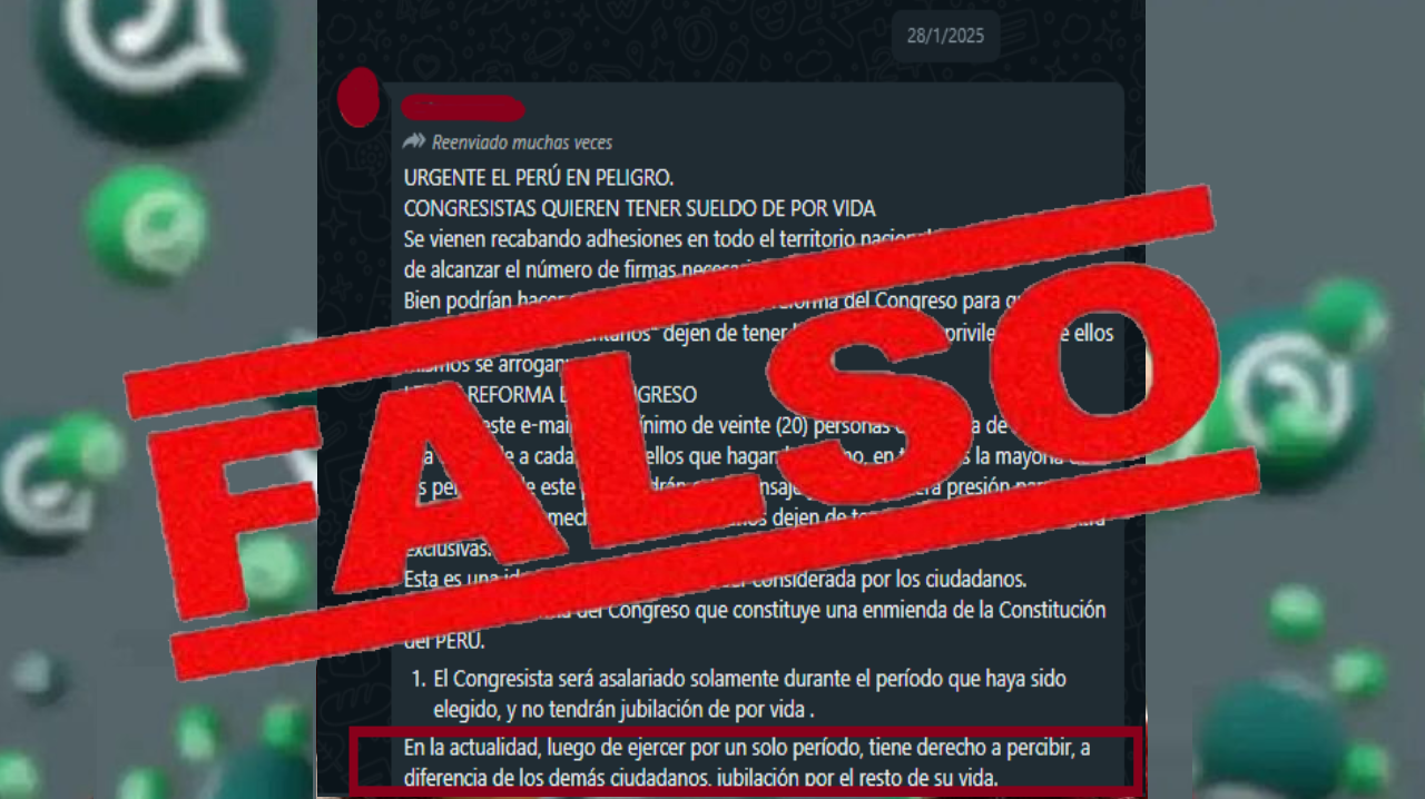 Es falso que los congresistas peruanos tienen pensión vitalicia tras un solo período