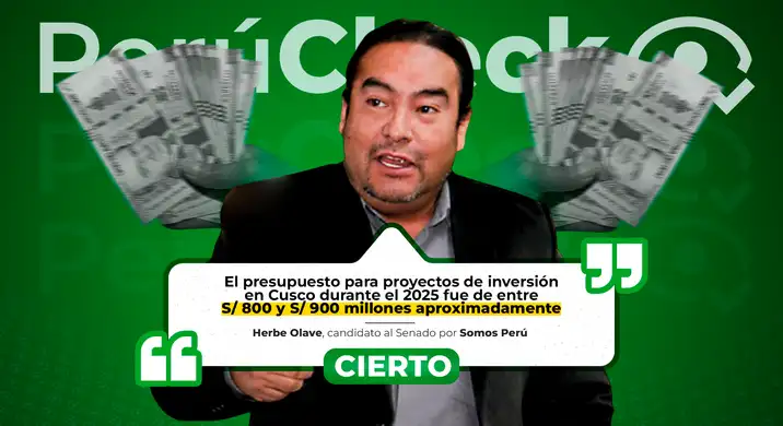 Cusco tuvo un presupuesto de aproximadamente S/.950 millones para invertir en obras el año pasado, como dijo el candidato Herbe Olave